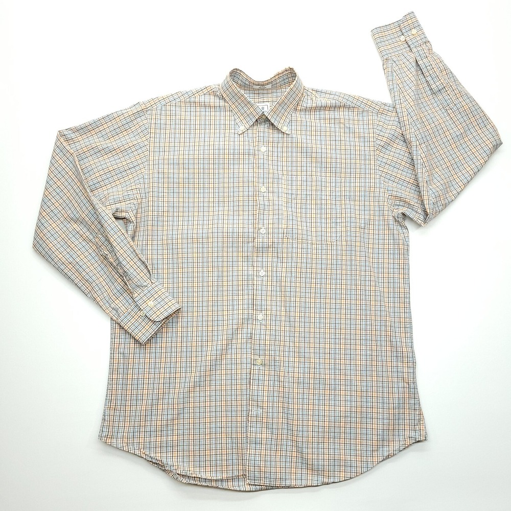 Peter Millar Shirt Men Large Multicolor‎ Cotton Plaid Long Sleeve Button Down